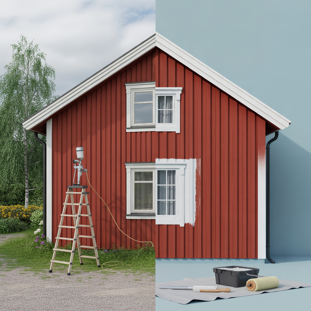 sprutmalning eller pensel och roller jamforelse av finish oc