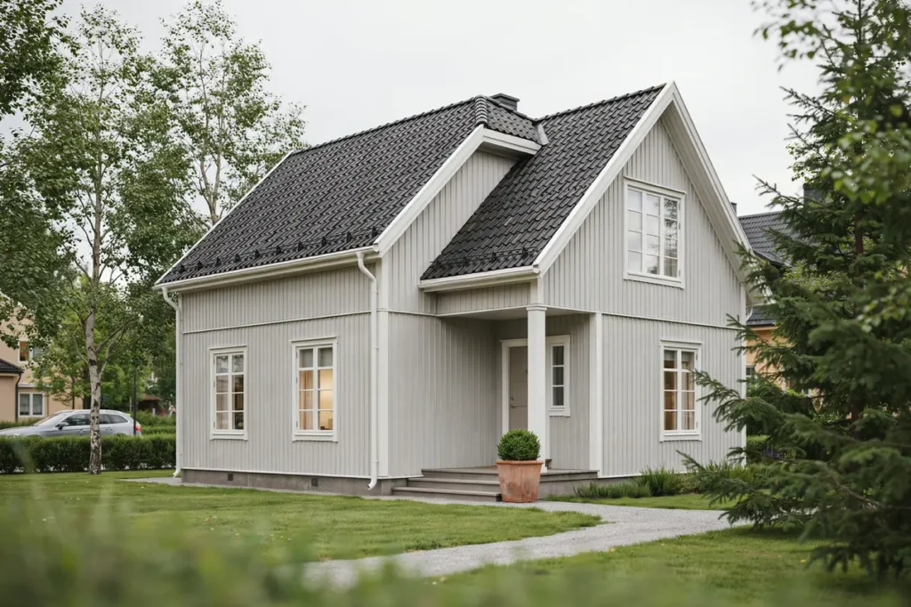 fasadm lning och f nsterdetaljer p villa i enebyberg